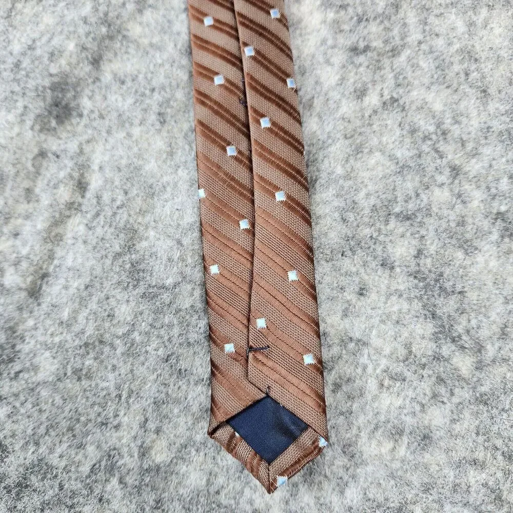 Ermenegildo Zegna‎ Tie Brown Striped Diamonds Silk Italy Necktie